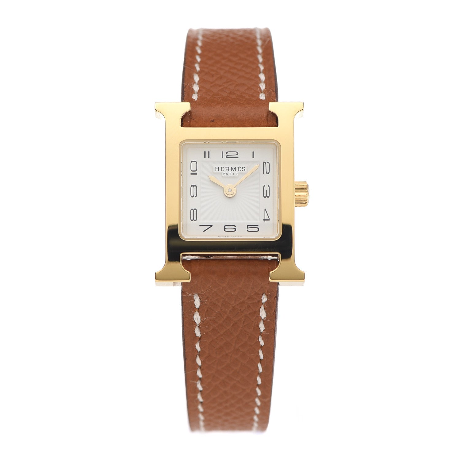Hermes Stainless Steel Epsom 17.2mm Heure H Hour Quartz Watch Gold 1 of 5