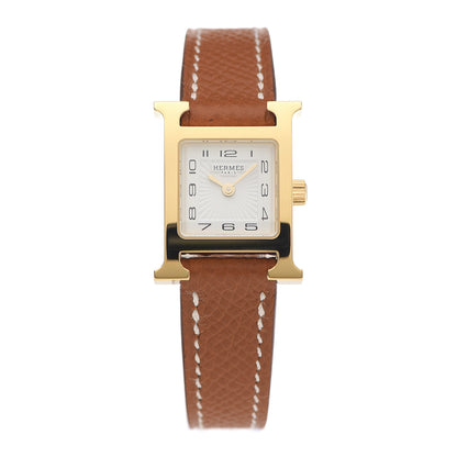 Hermes Stainless Steel Epsom 17.2mm Heure H Hour Quartz Watch Gold 1 of 5