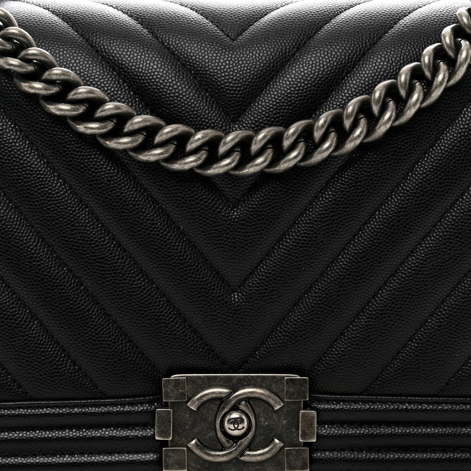 Chanel Caviar Chevron Quilted New Medium Boy Flap Black 5 of 11