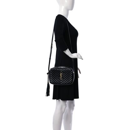 Saint Laurent Calfskin Matelasse Monogram Lou Camera Bag Black 2 of 7