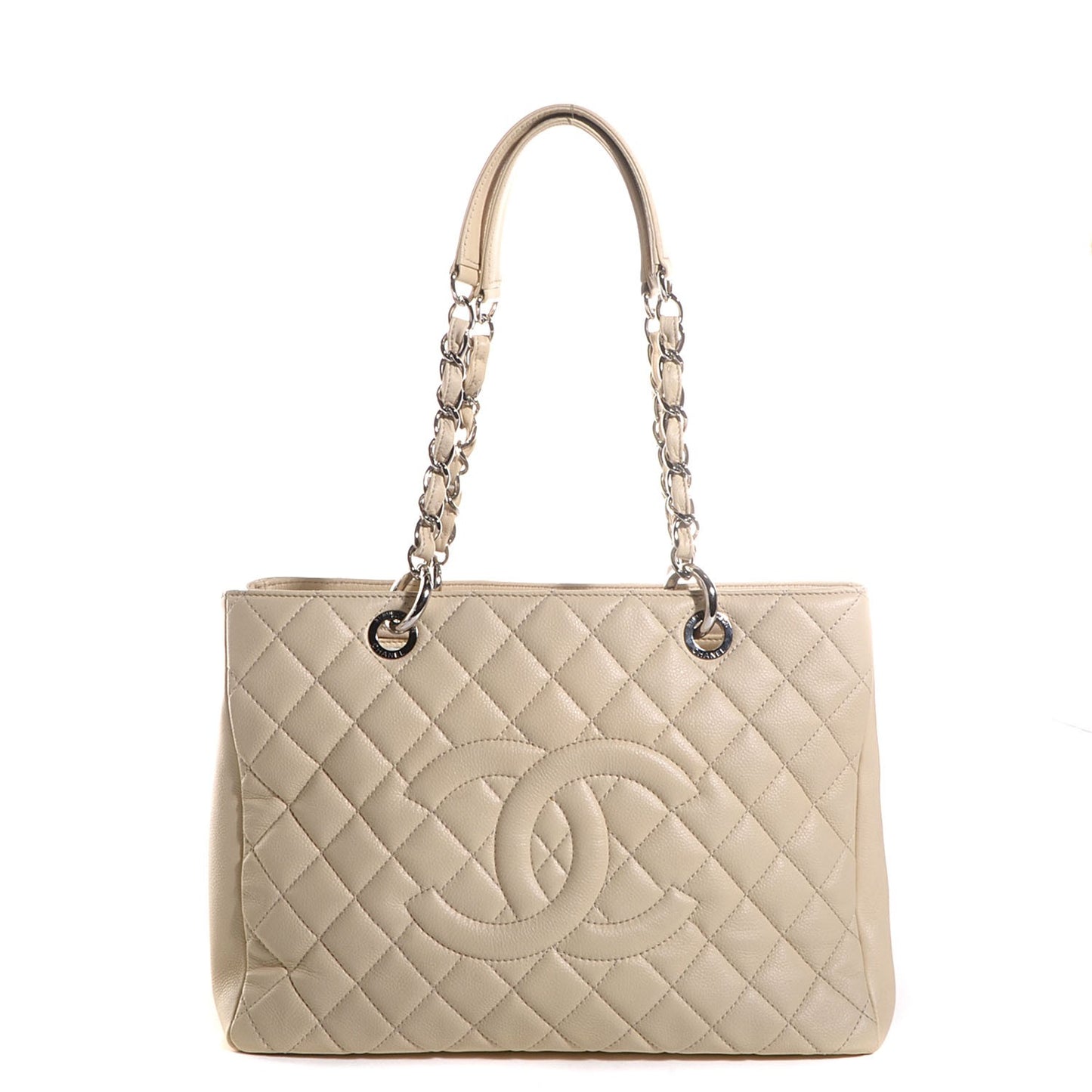 Caviar Quilted Grand Shopping Tote GST Beige Clair