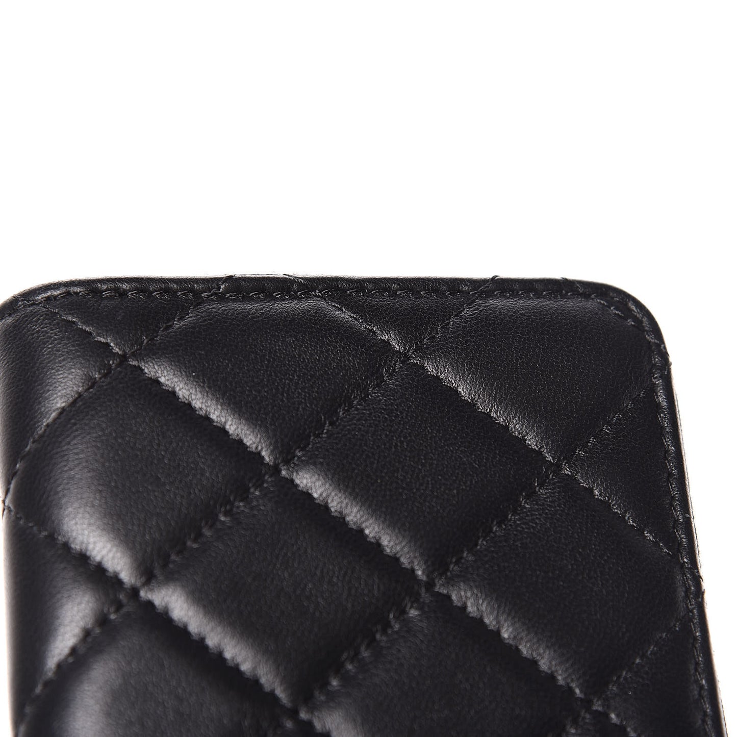 Lambskin Quilted Small Lucky Charms Zip Around Wallet Black