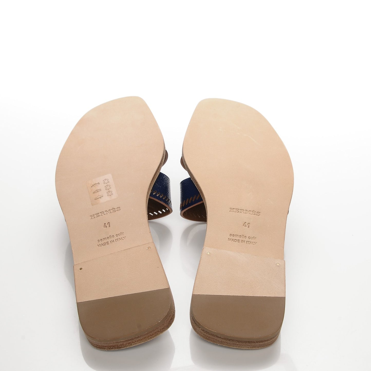 Patent Epsom Perforated Oran Sandals 41 Bleu Saphir