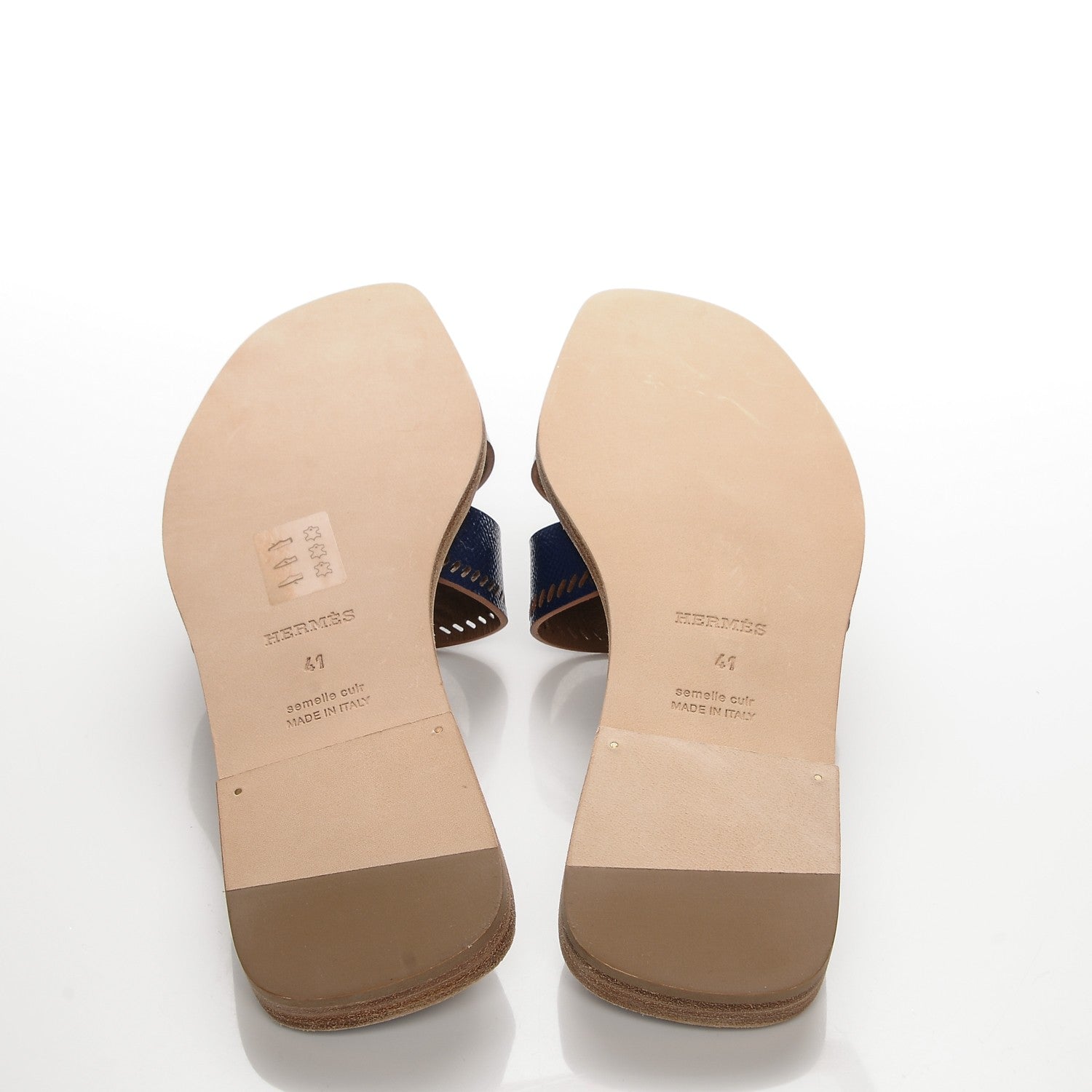 Hermes Patent Epsom Perforated Oran Sandals 41 Bleu Saphir 5 of 8