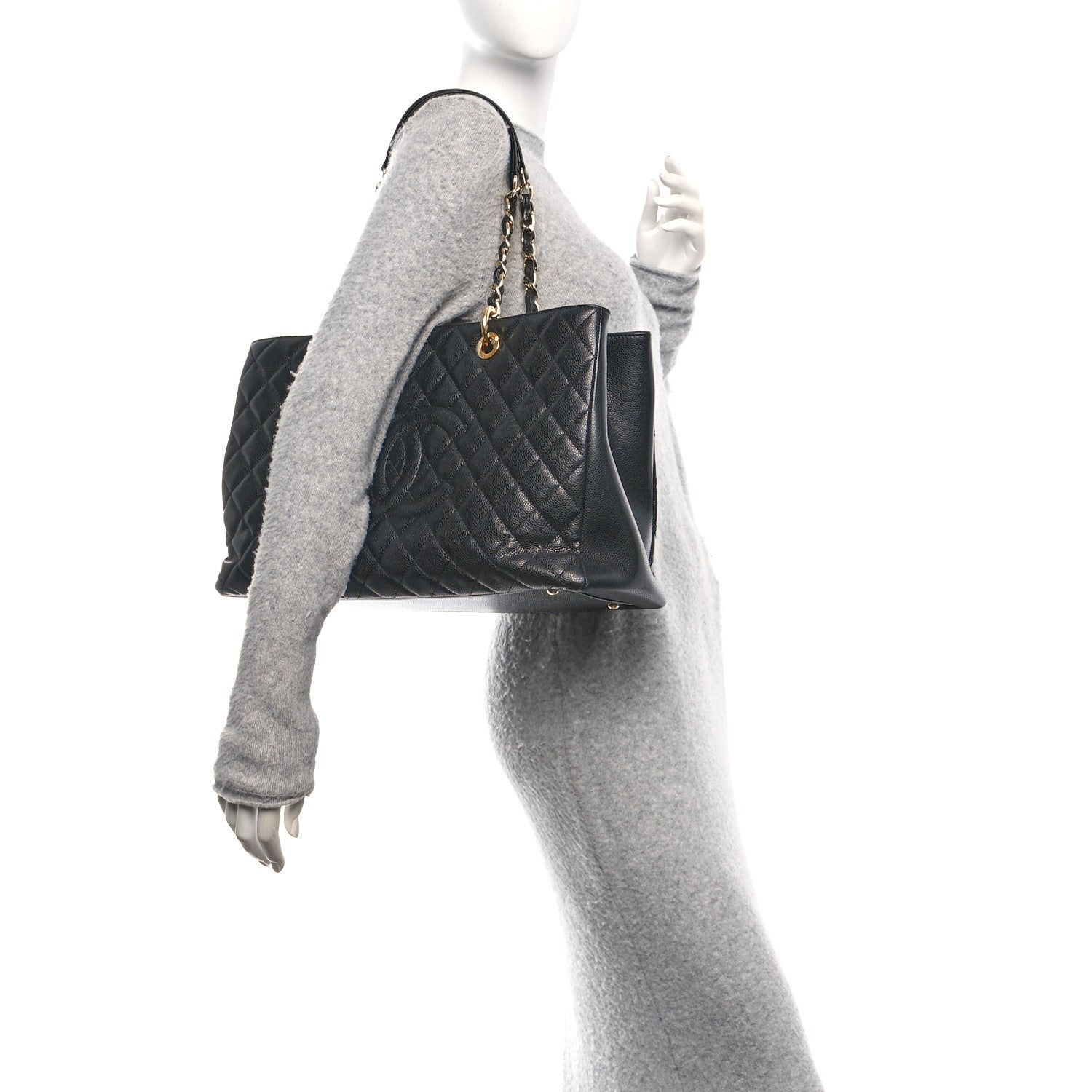Chanel Caviar Quilted XL Grand Shopping Tote GST Black 2 of 12