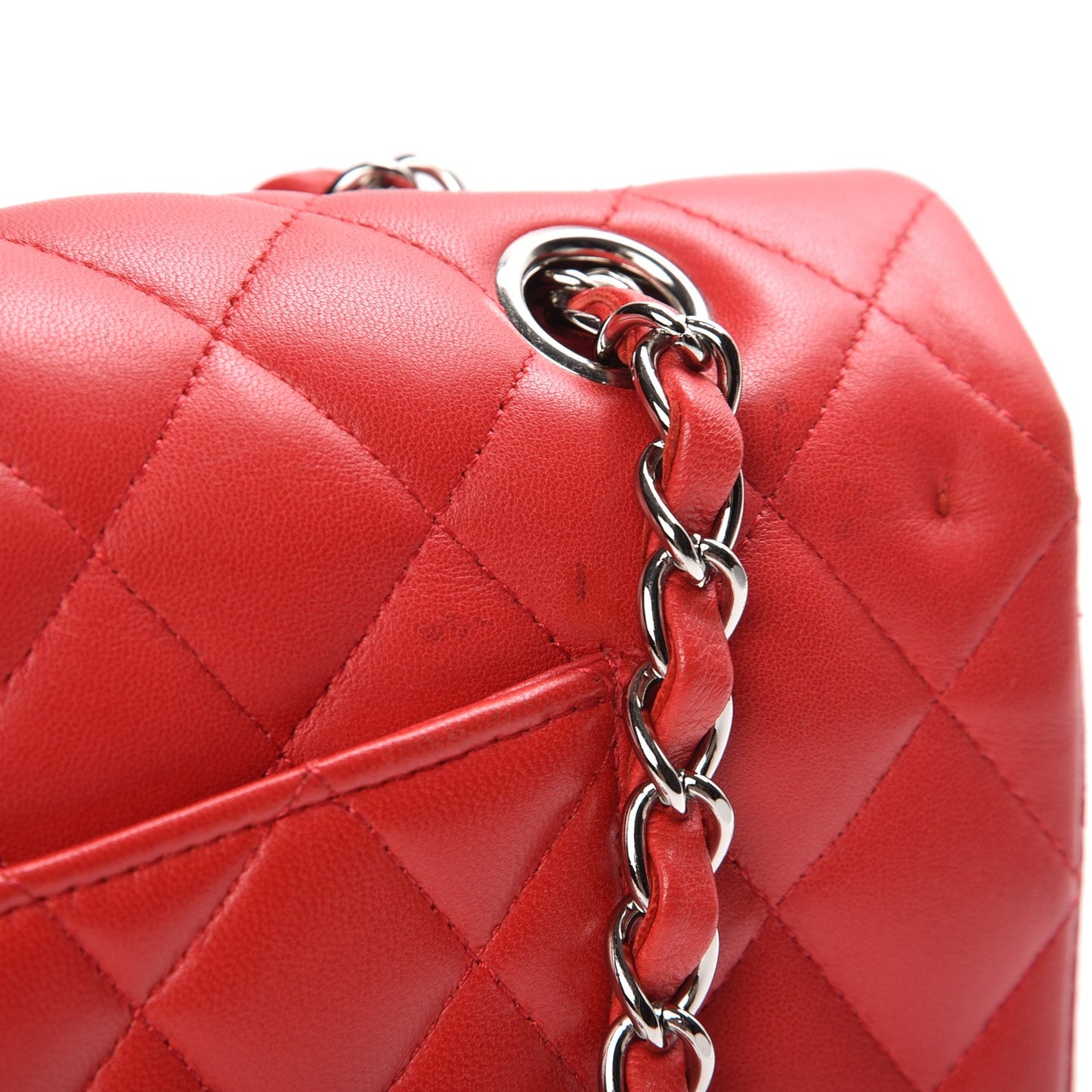 Lambskin Quilted Medium Double Flap Red