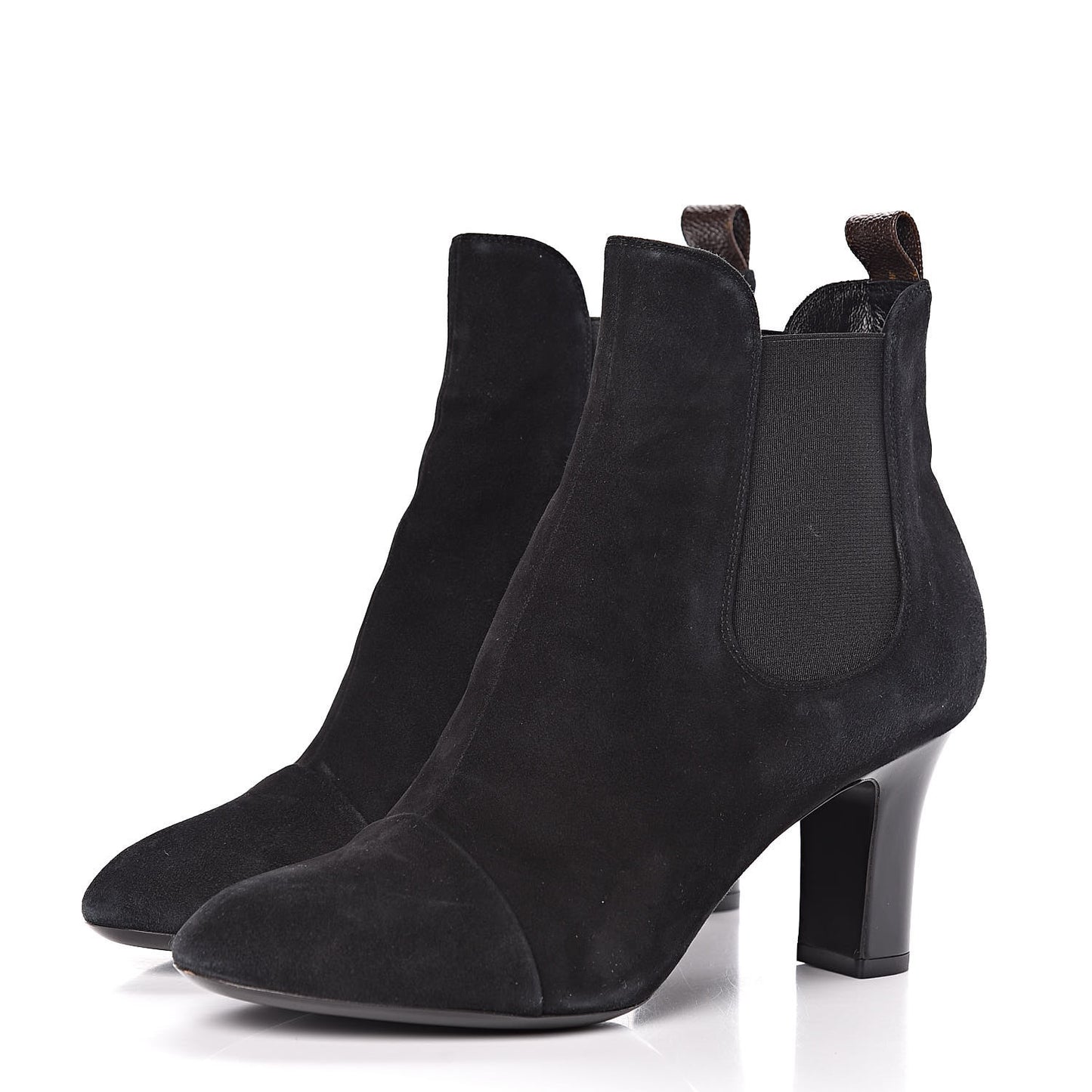 Suede Monogram Uniformes Cap Toe Chelsea 75mm Ankle Boots 39 Black