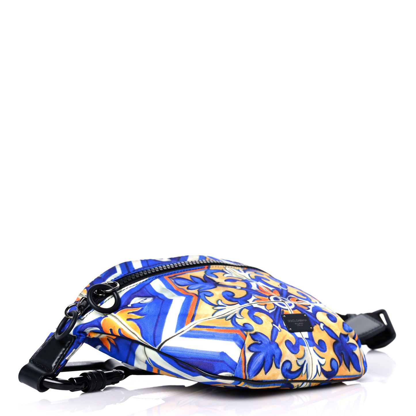 Nylon Tile Print Belt Bag Blue Multicolor