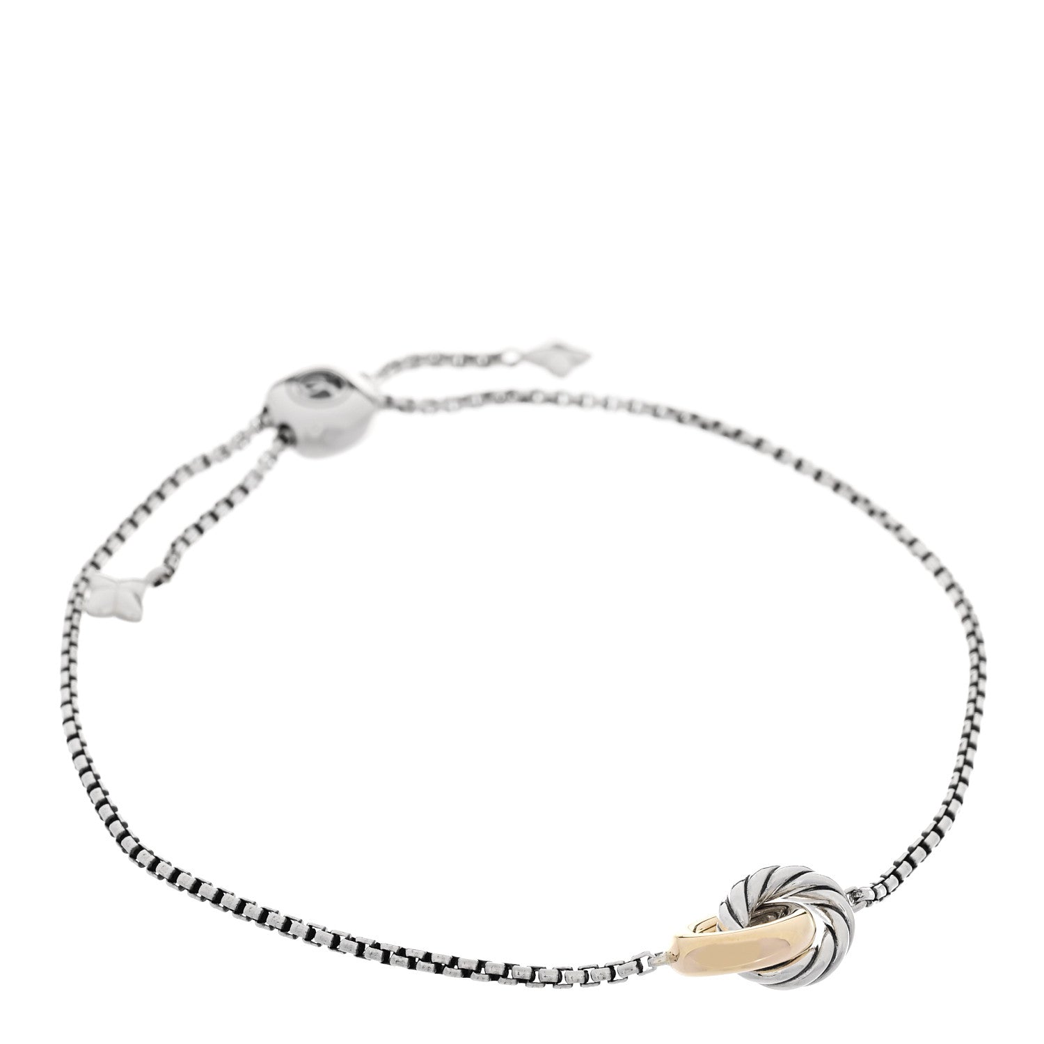 David Yurman Sterling Silver 14K Yellow Gold 15mm Petite Cable Linked Bracelet 1 of 3