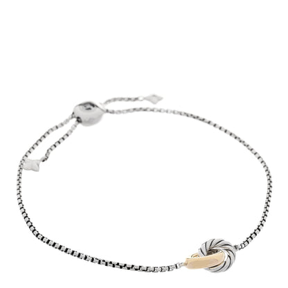 David Yurman Sterling Silver 14K Yellow Gold 15mm Petite Cable Linked Bracelet 1 of 3