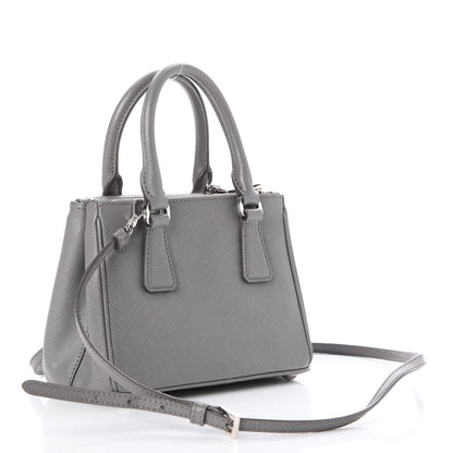Prada Saffiano Micro Galleria Double Zip Tote Marmo 3 of 7