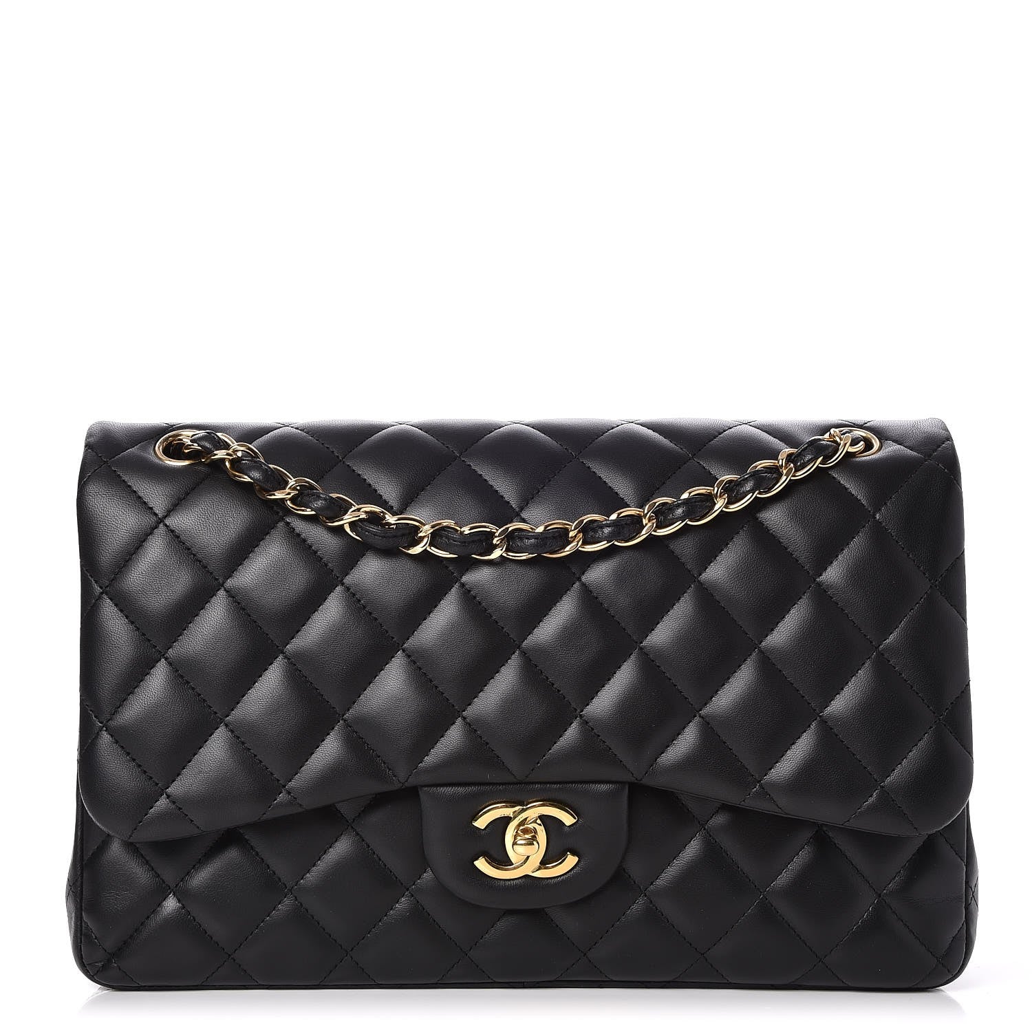 Chanel Lambskin Quilted Jumbo Double Flap Black 1 of 7