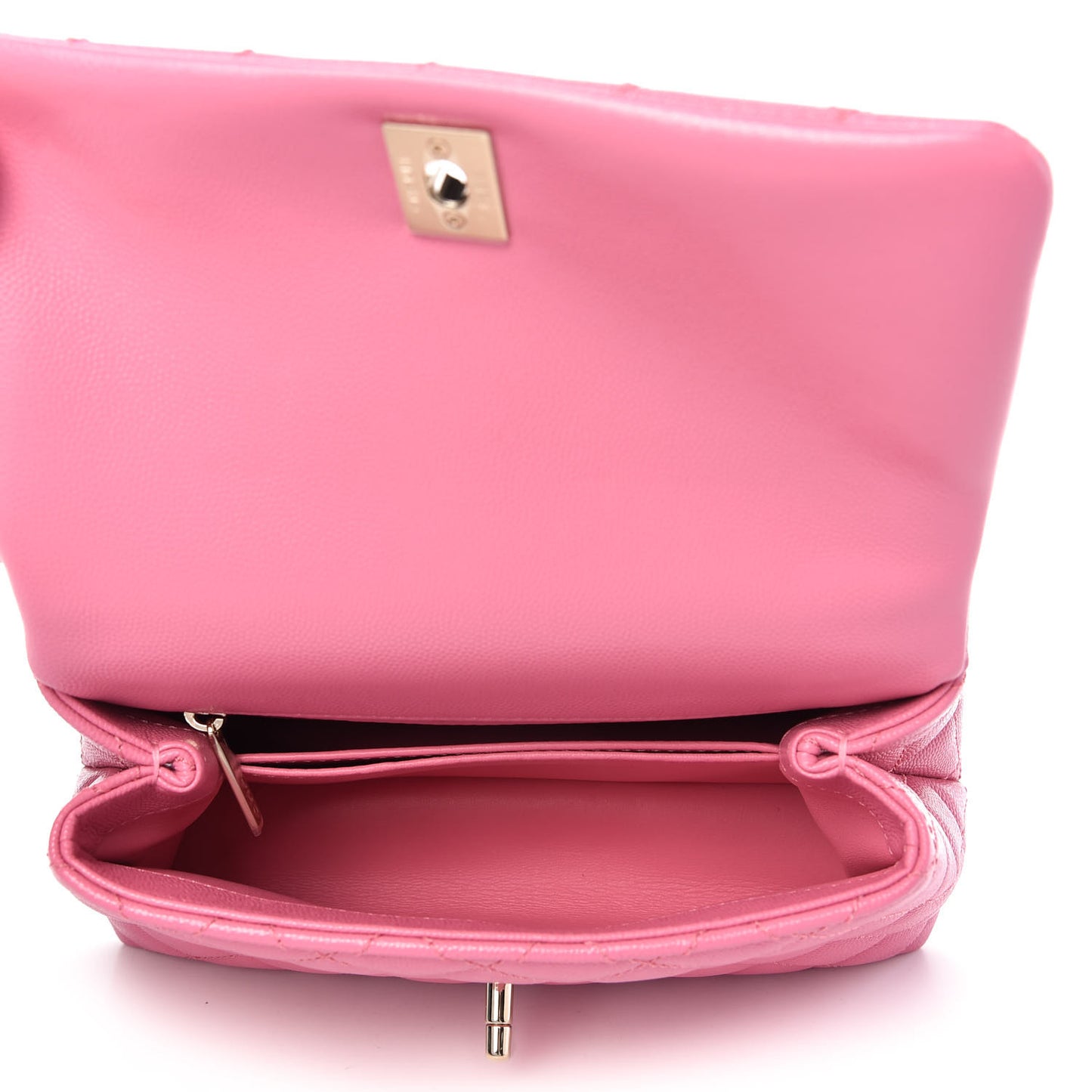 Caviar Lizard Embossed Quilted Mini Coco Handle Flap Pink