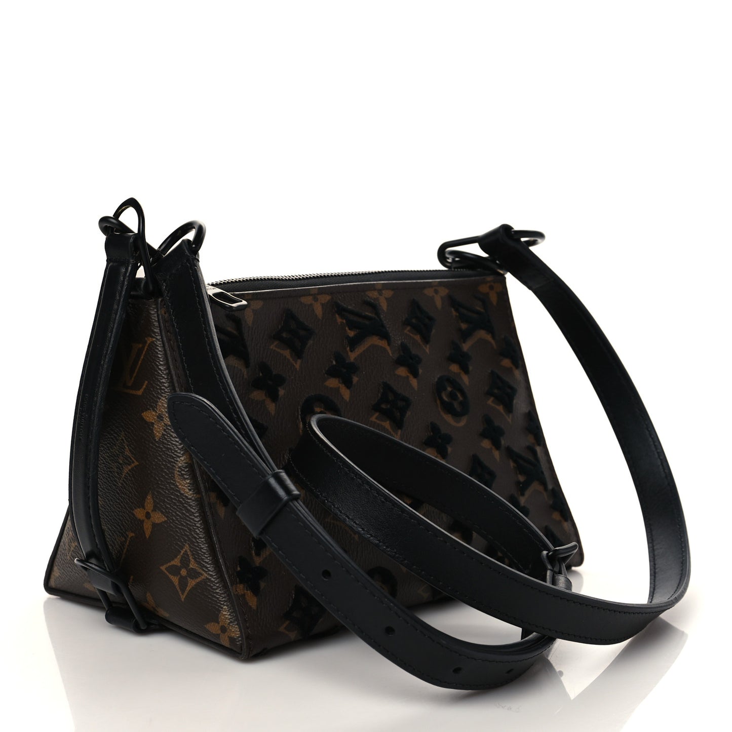 Monogram Tuffetage Triangle Messenger Black