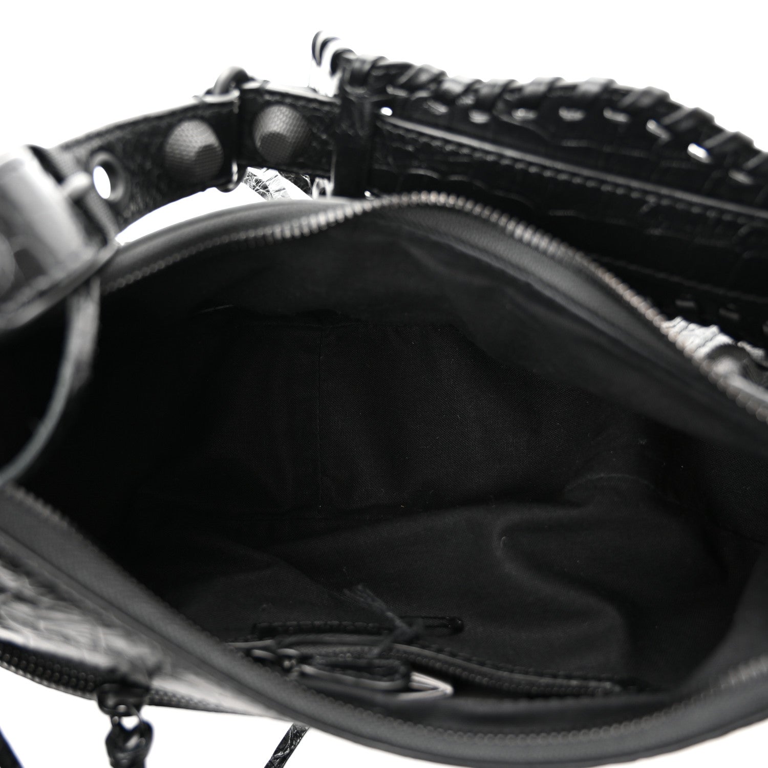 Balenciaga Extra Supple Calfskin Crocodile Embossed Monochrome Small Le Cagole Shoulder Bag Black 5 of 10