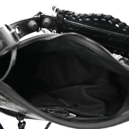 Balenciaga Extra Supple Calfskin Crocodile Embossed Monochrome Small Le Cagole Shoulder Bag Black 5 of 10