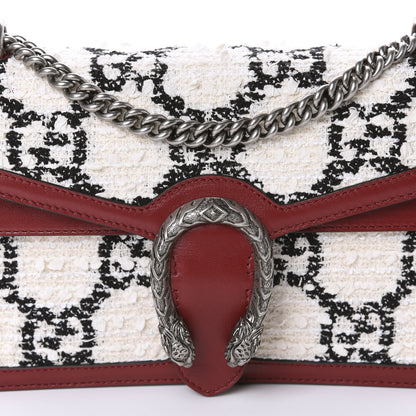 Gucci Tweed GG Monogram Small Dionysus Shoulder Bag White Black Romantic Cherry 10 of 10