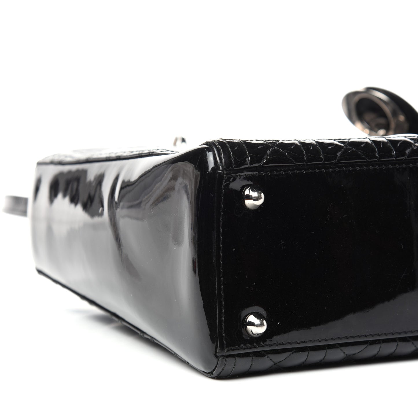 Patent Cannage Large Lady Dior Black