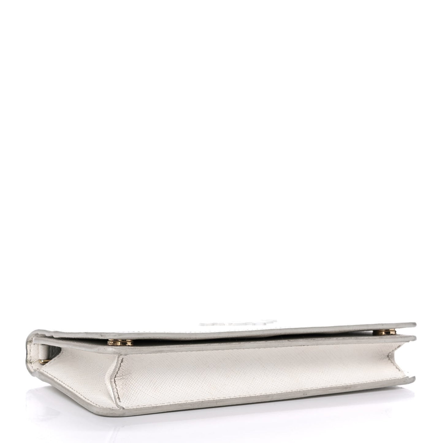 Saffiano Shine Monochrome Mini Flap Crossbody Wristlet Bag Bianco