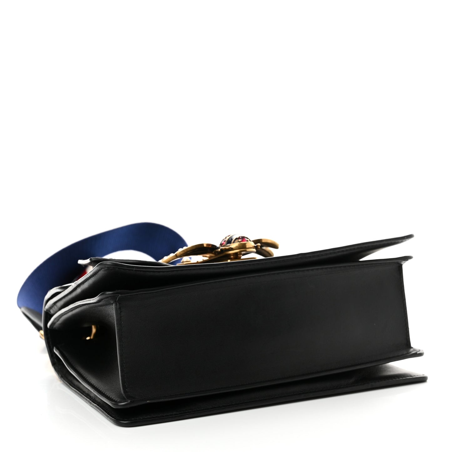 Calfskin Sylvie Web Small Queen Margaret Top Handle Bag Black