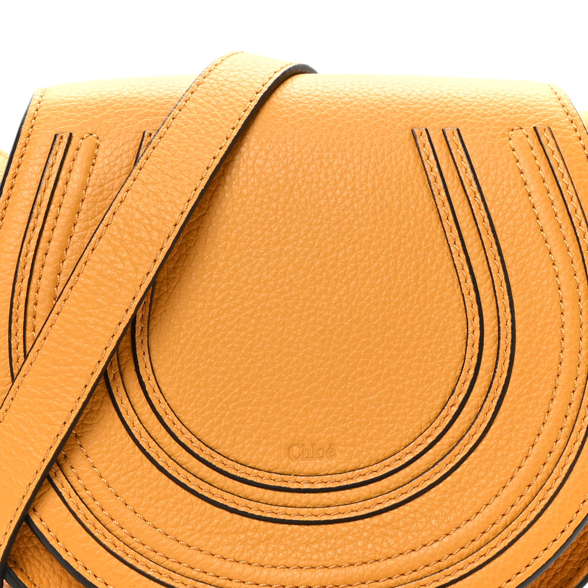 Grained Calfskin Small Marcie Saddle Bag Sunflower