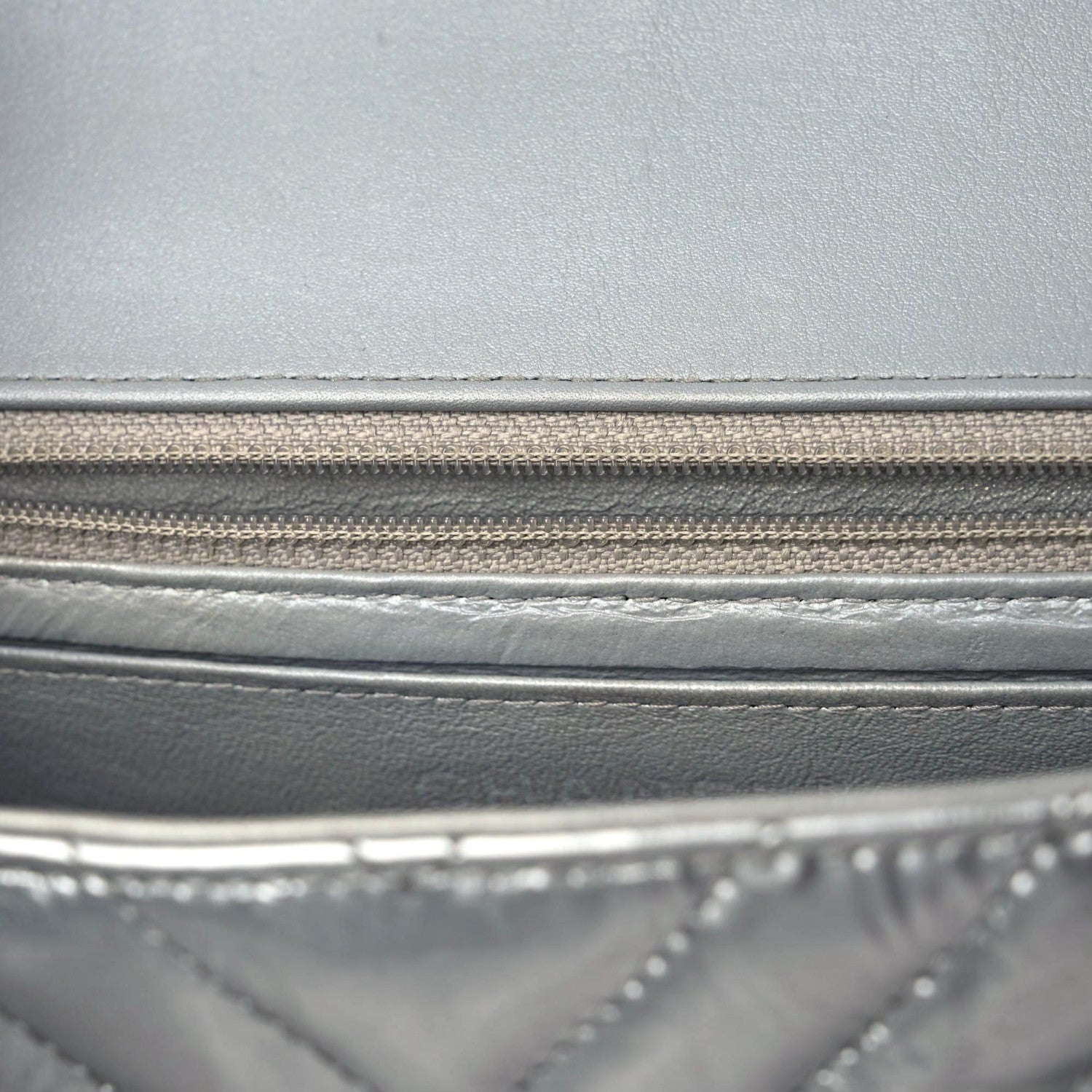 Chanel Patent Metallic Crumpled Calfskin Chevron Quilted Mini Rectangular Flap Silver 9 of 10