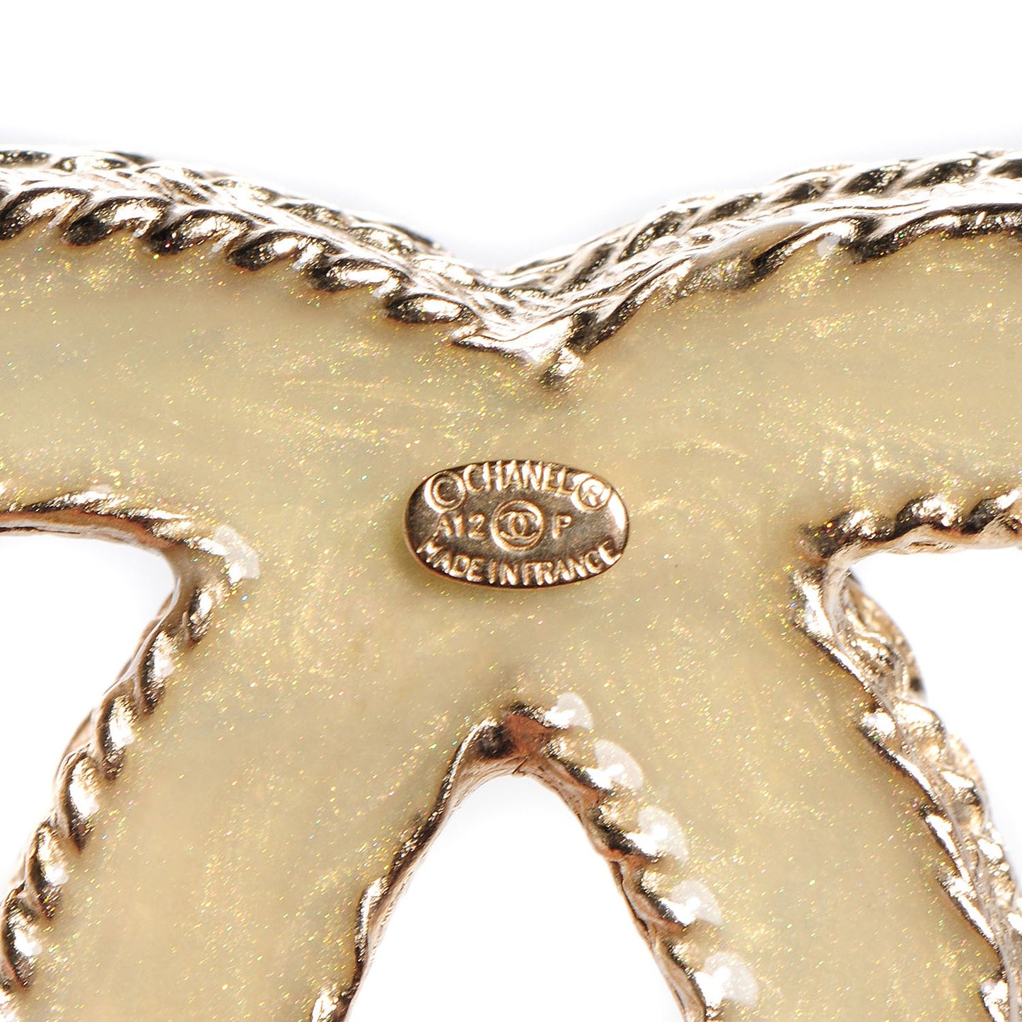 Crystal Large CC Brooch Gold