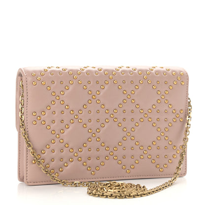 Christian Dior Lambskin Cannage Studded Dioraddict Wallet on Chain Clutch Nude 3 of 13