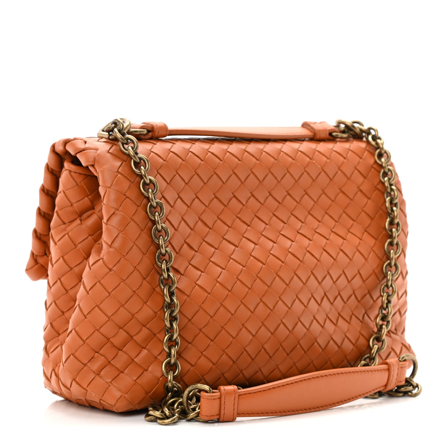 Nappa Intrecciato Small Olimpia Shoulder Bag Orange