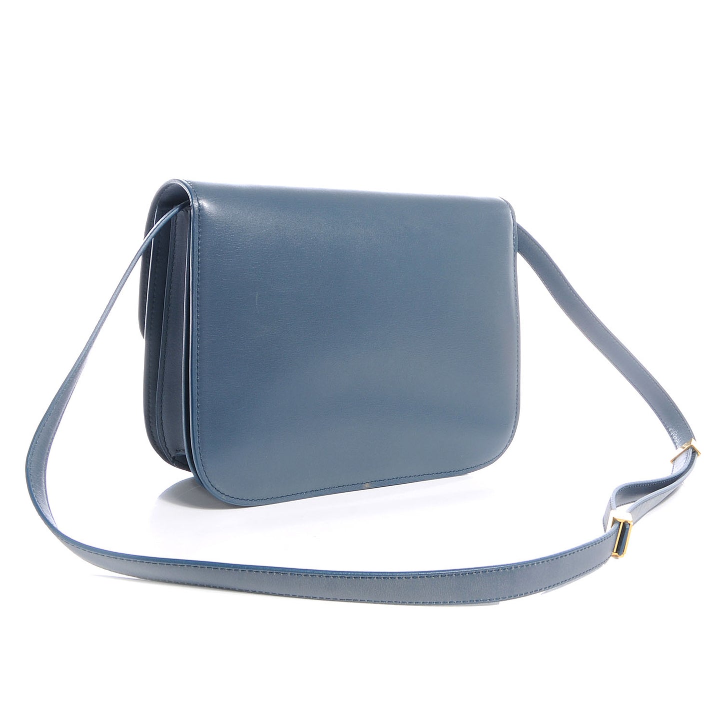 Leather Medium Classic Box Flap Bag Slate Blue