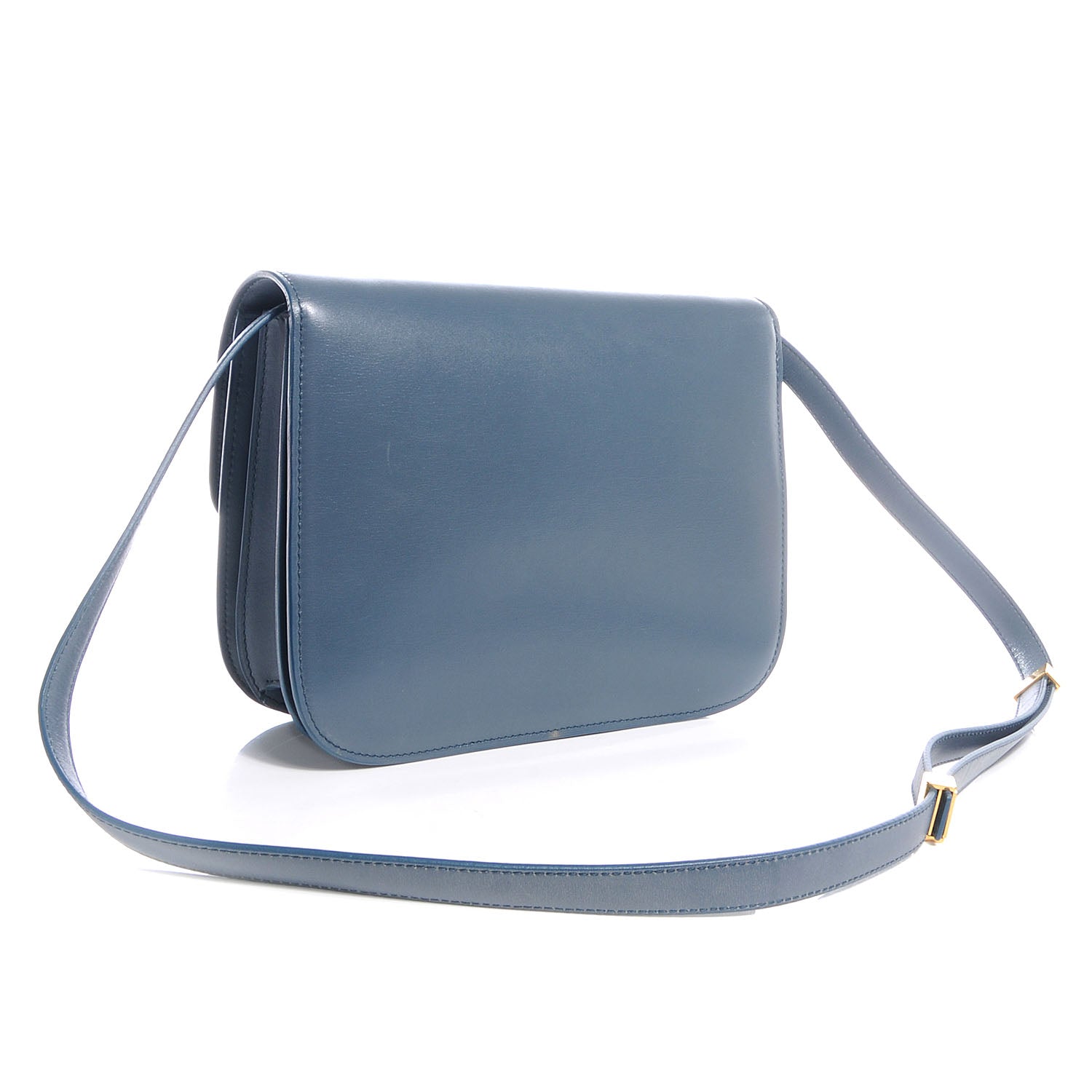 Celine Leather Medium Classic Box Flap Bag Slate Blue 3 of 8