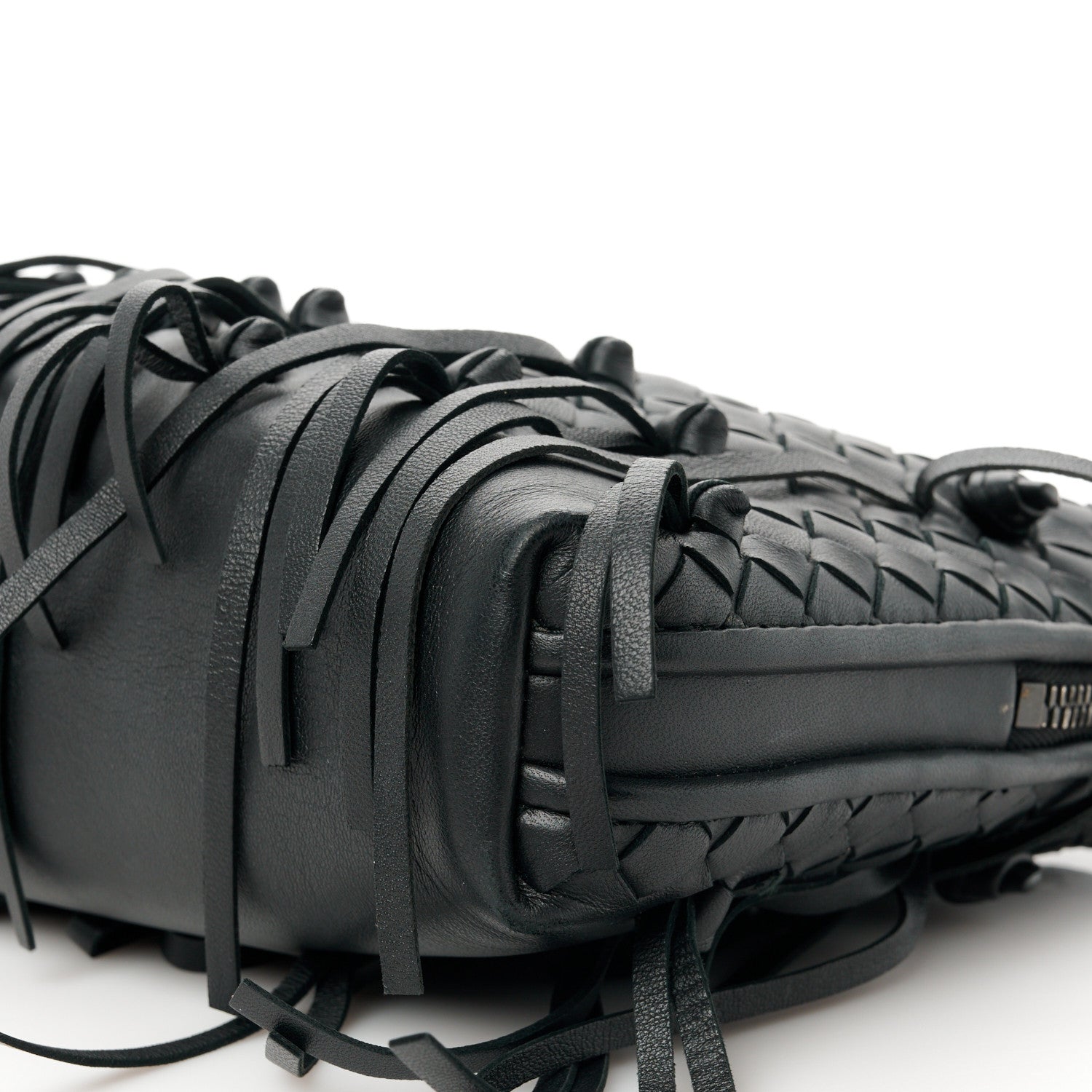 Bottega Veneta Nappa Intrecciato Fringe Nodini Crossbody Messenger Black 11 of 12