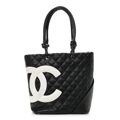 Chanel Calfskin Quilted Medium Cambon Tote Black White 1 of 10