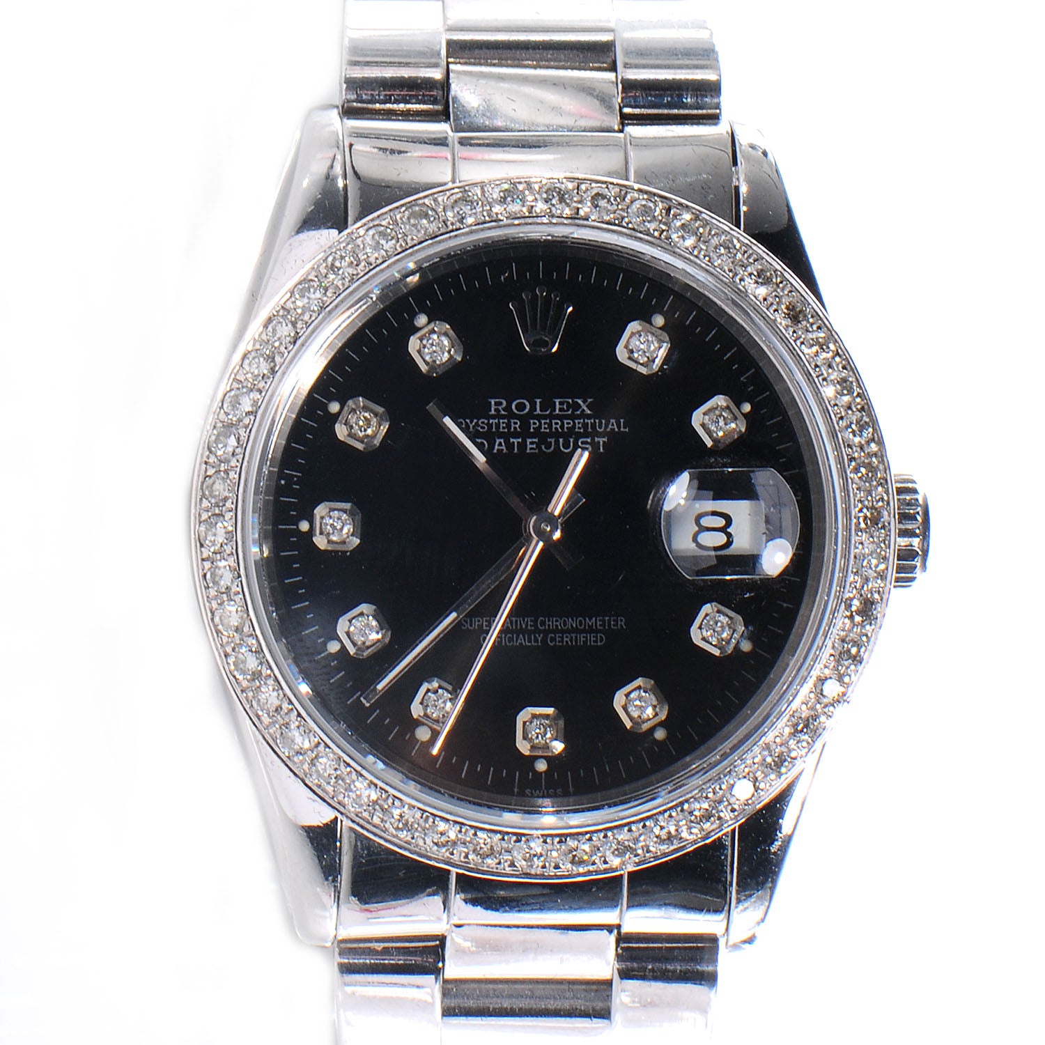 Rolex Stainless Steel Diamond 36mm Oyster Perpetual Datejust Watch Black 116244 1 of 7