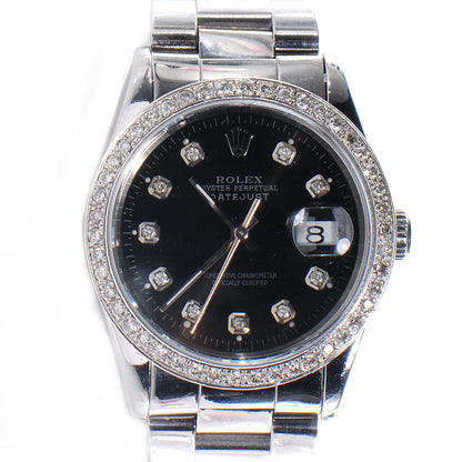 Rolex Stainless Steel Diamond 36mm Oyster Perpetual Datejust Watch Black 116244 1 of 7