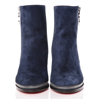Christian Louboutin Veau Velours Telezip 85 Ankle Bootie 36 Marine Black Lucido 2 of 8
