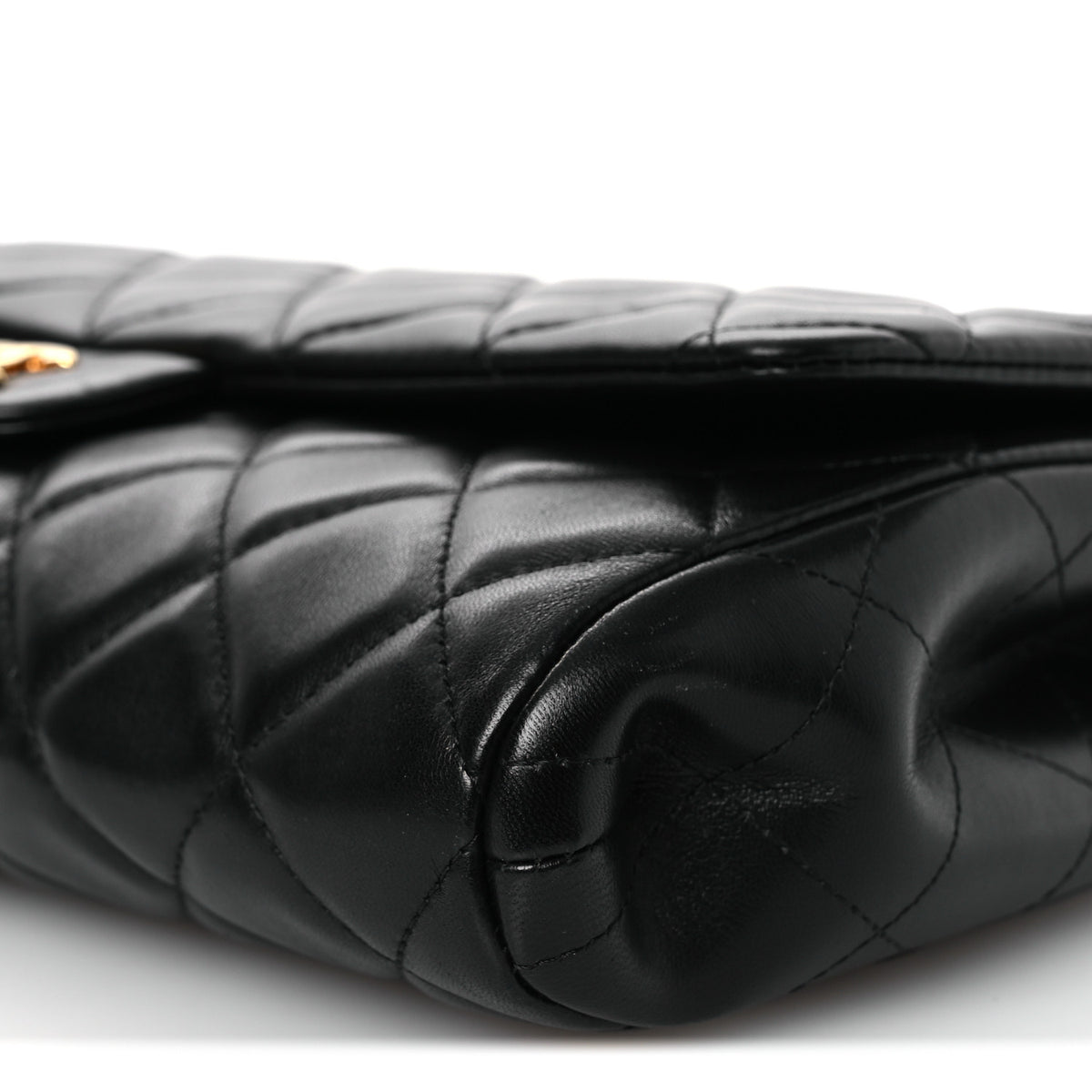 Lambskin Quilted Clutch with Chain Flap Black