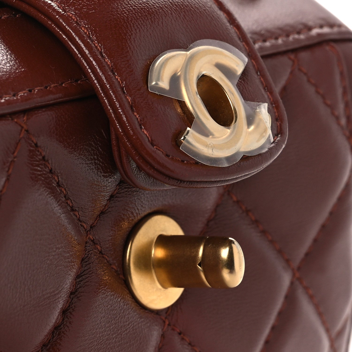 Chanel Shiny Lambskin Quilted Mini Cocodoc Top Handle Bag Brown 12 of 12