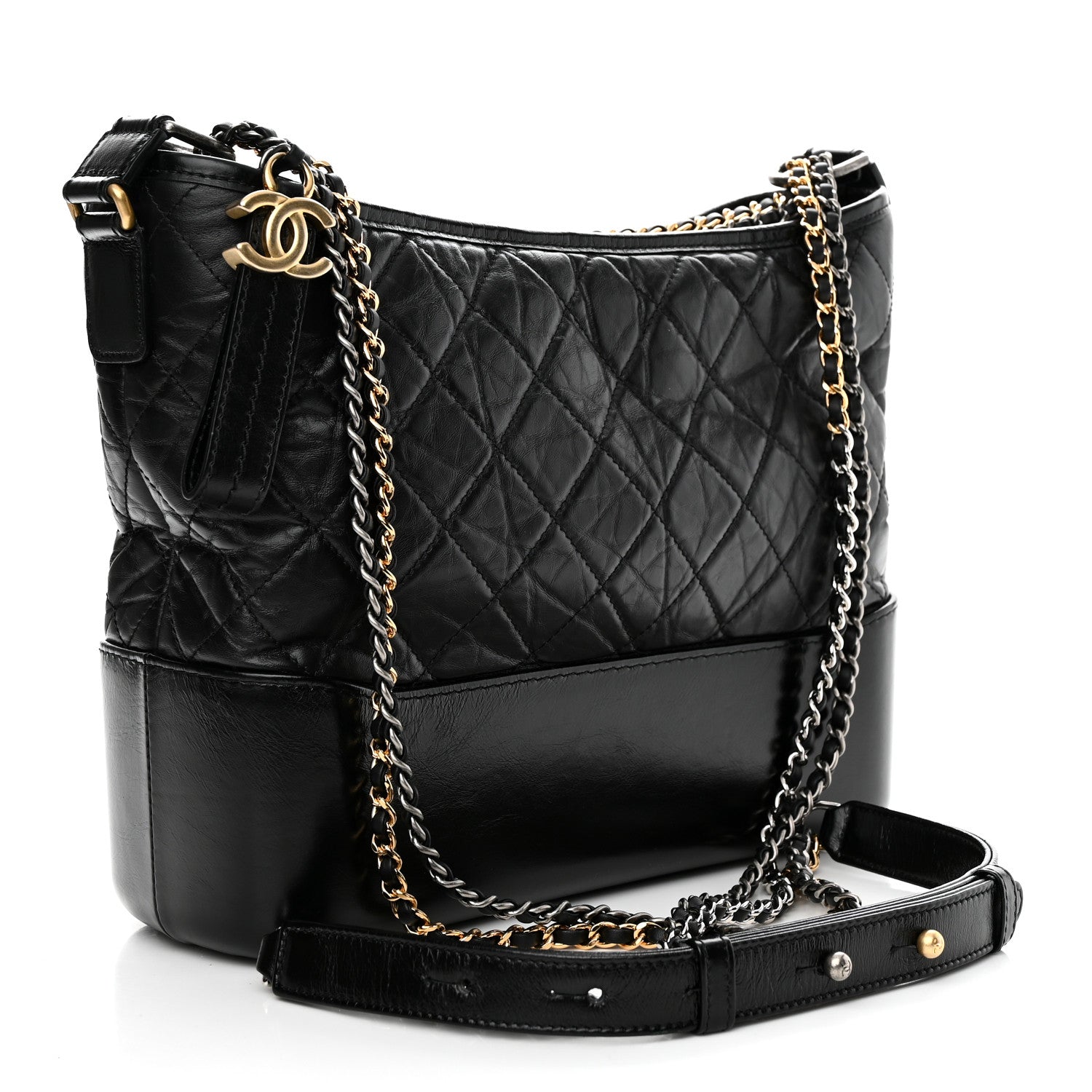Chanel Aged Calfskin Quilted Medium Gabrielle Hobo Black 3 of 12