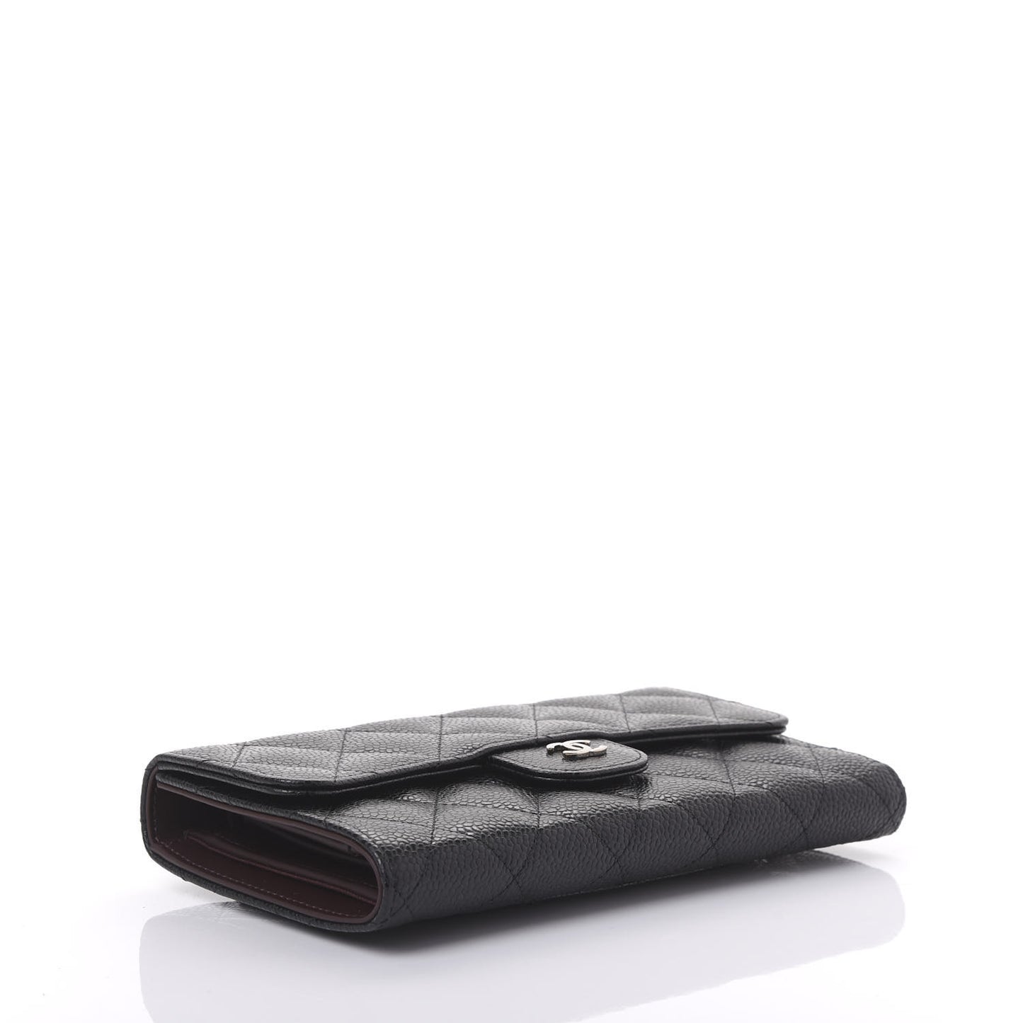 Caviar Quilted Large Flap Wallet Black