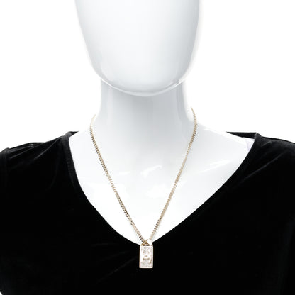 Chanel Crystal Dog Tag Charm Necklace Gold 3 of 4