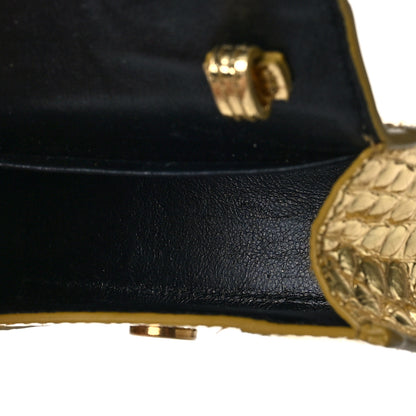 Balenciaga Metallic Calfskin Crocodile Embossed Hourglass Top Handle Bag Mini Gold 5 of 12