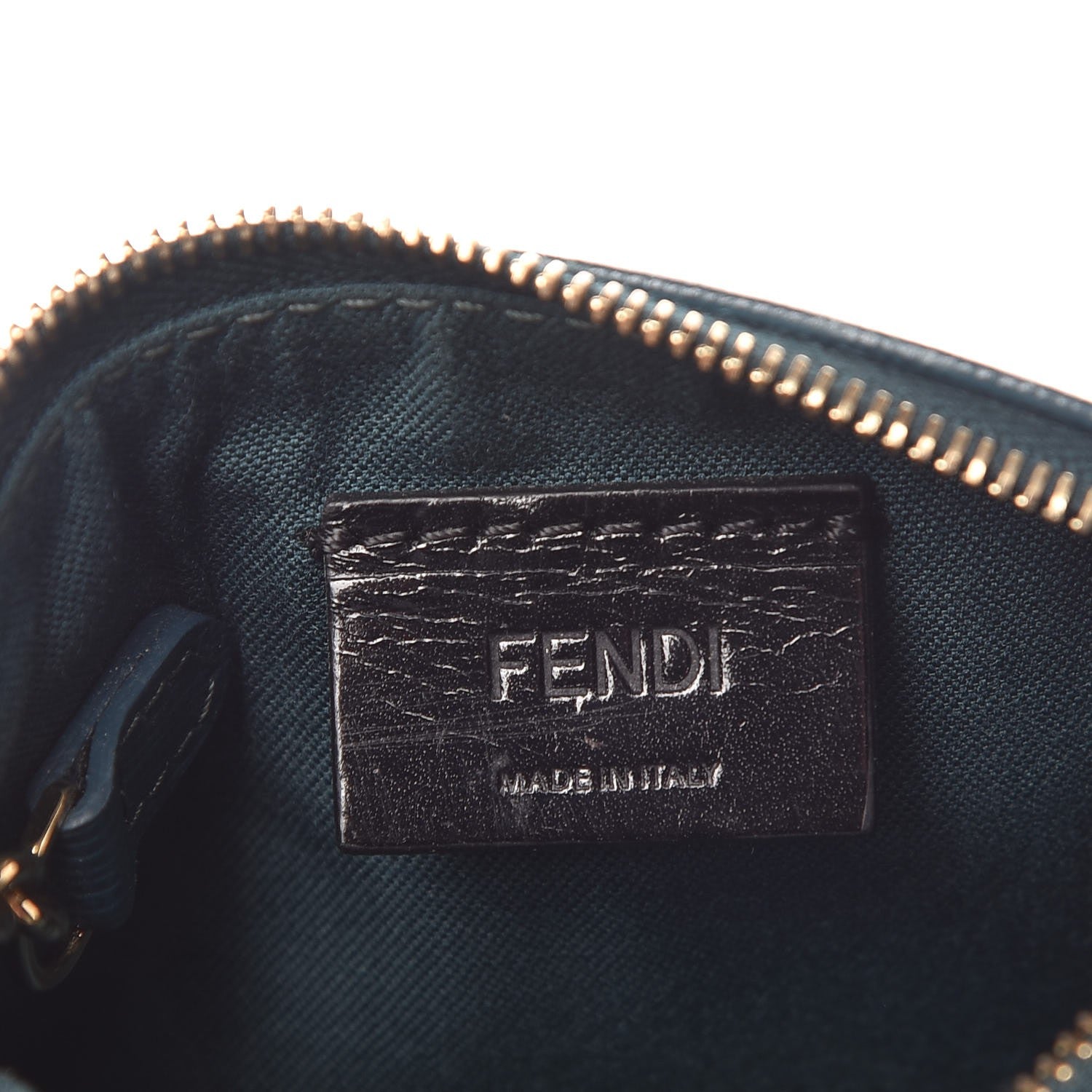 Fendi Vitello Crystal Tooth Monster Coin Pouch Key Case Oceano Multicolor 6 of 9