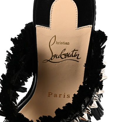 Christian Louboutin Calfskin Raffia Marivodu Sandals 37 Black 9 of 9