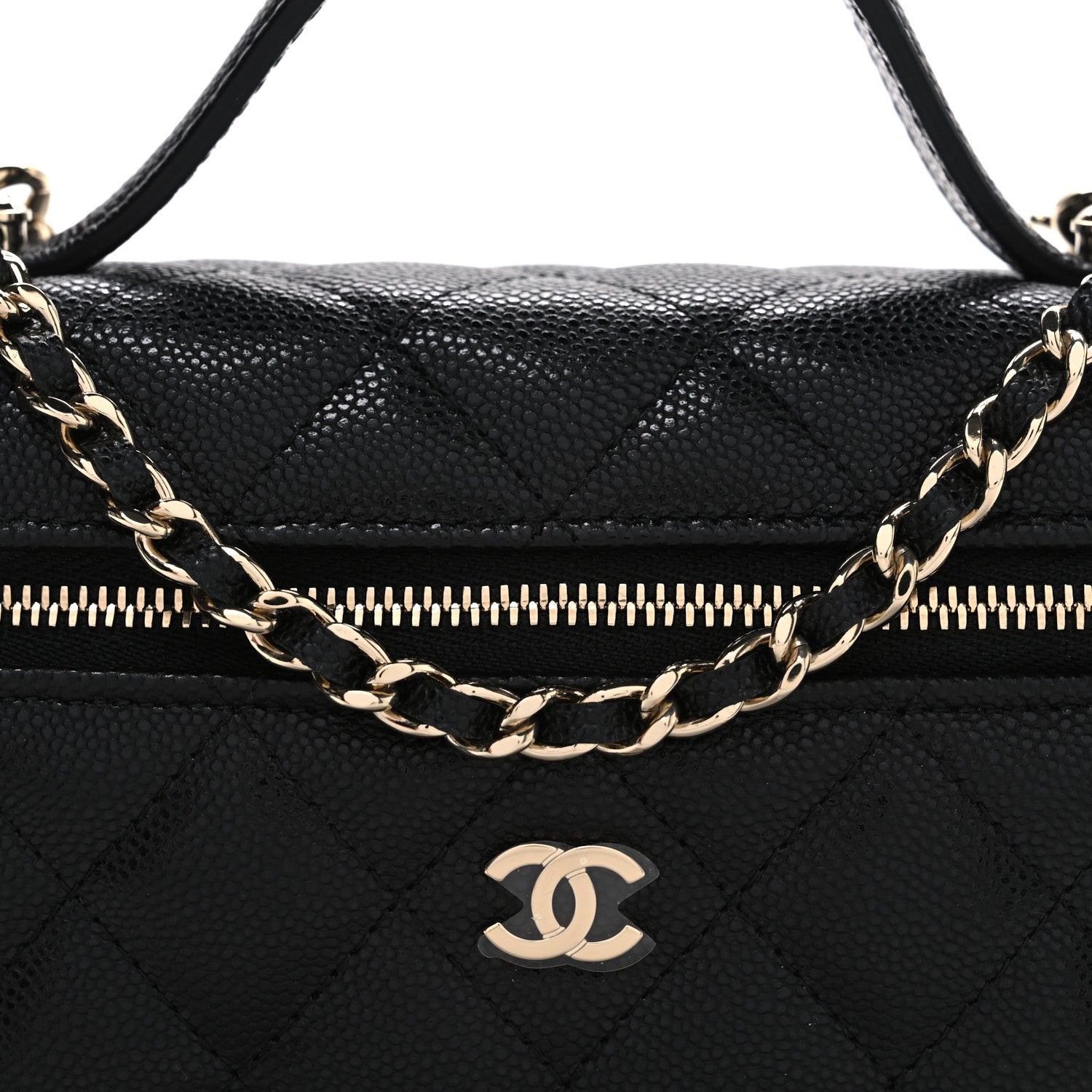 Chanel Caviar Quilted Top Handle Slim Vanity With Chain Black 8 of 11