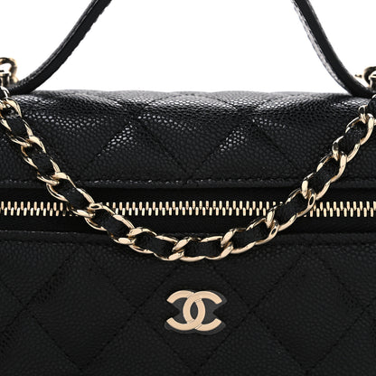 Chanel Caviar Quilted Top Handle Slim Vanity With Chain Black 8 of 11