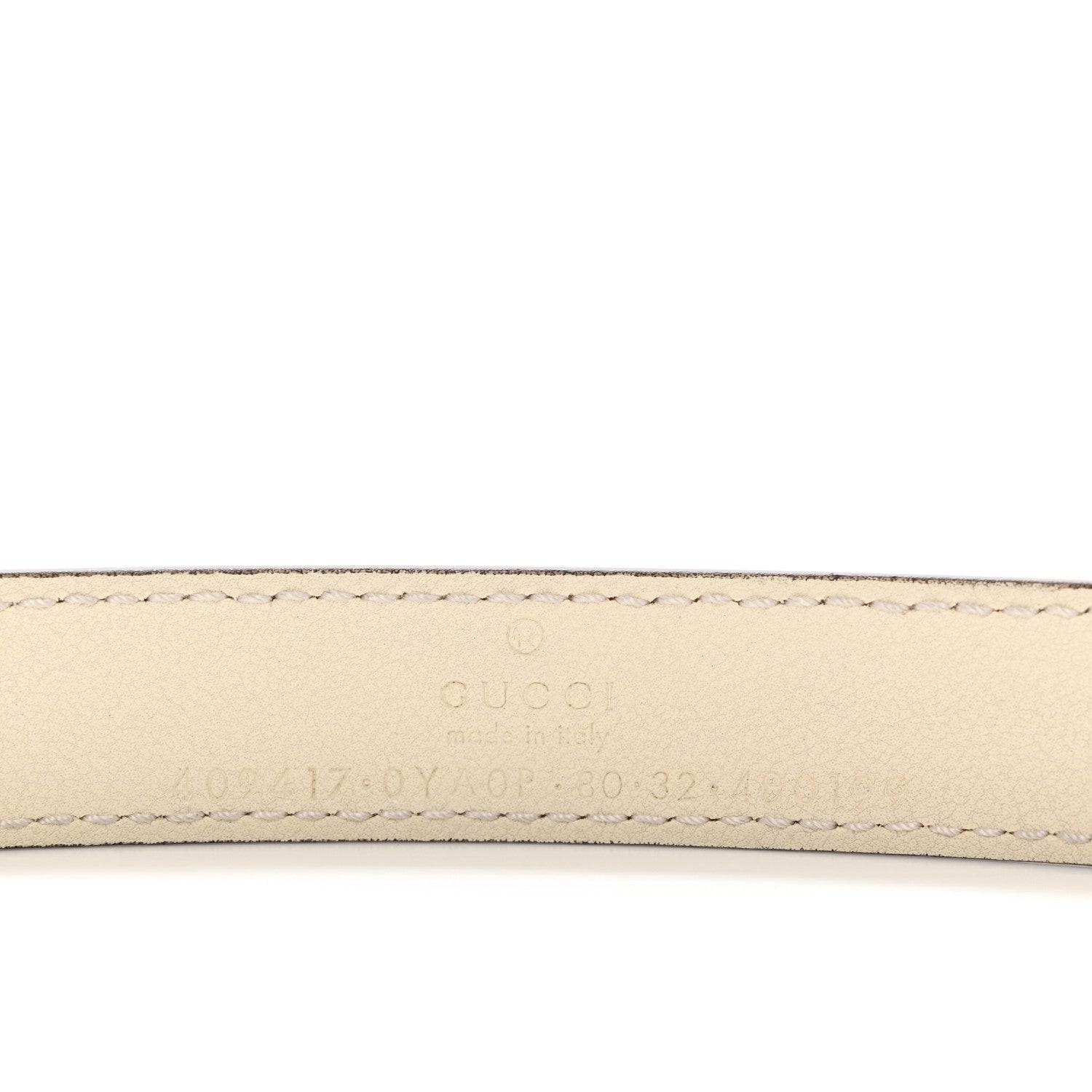 Gucci Plutone Calfskin Palladium Double G 20mm Belt 80 32 Mystic White 3 of 5