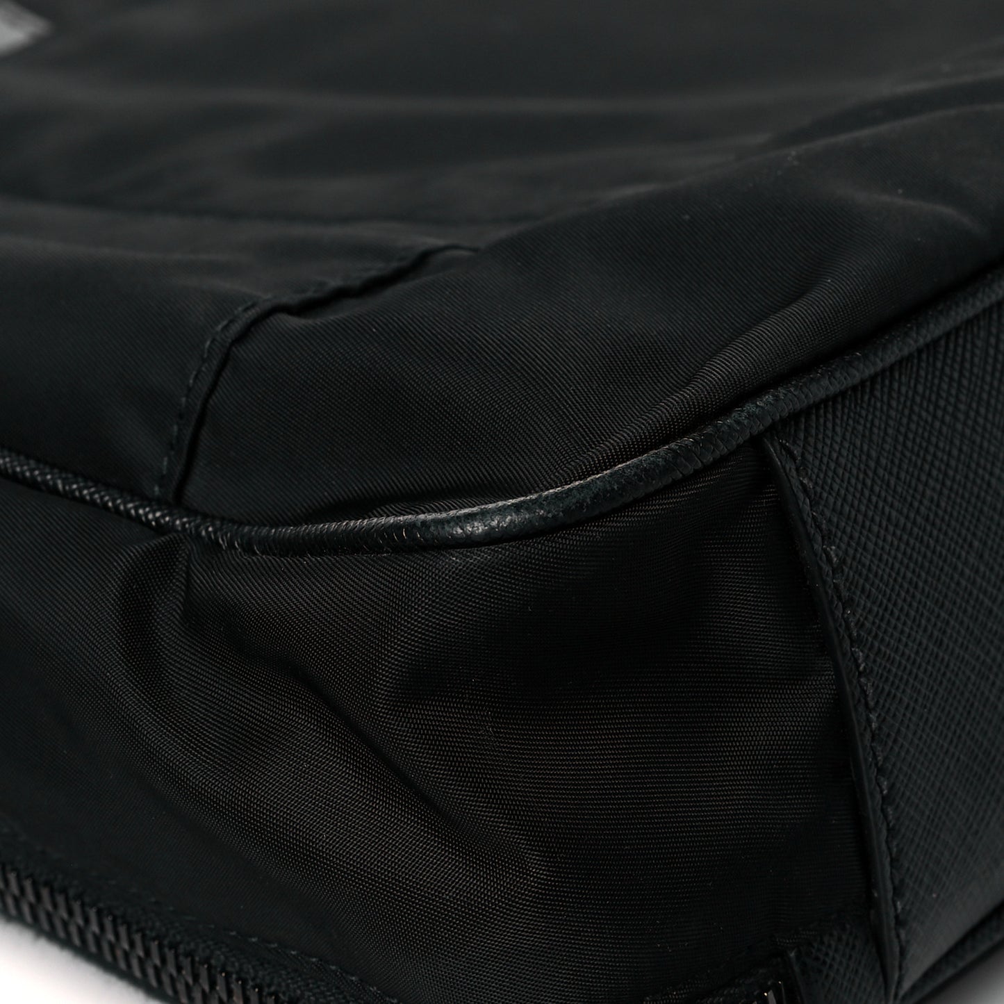 Tessuto Nylon Saffiano Metal Triangle Logo Work Bag Black