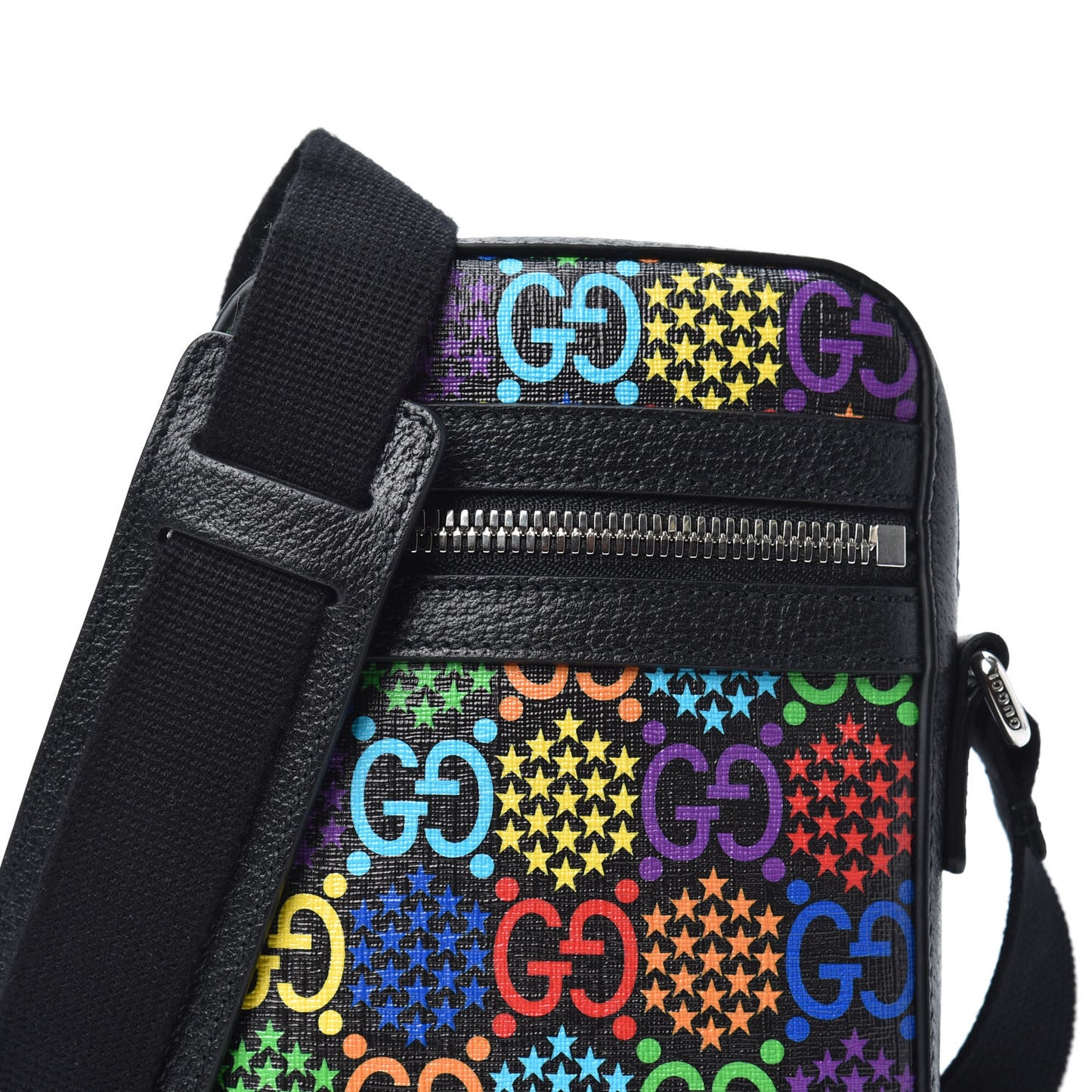 GG Supreme Monogram Psychedelic Messenger Bag Black