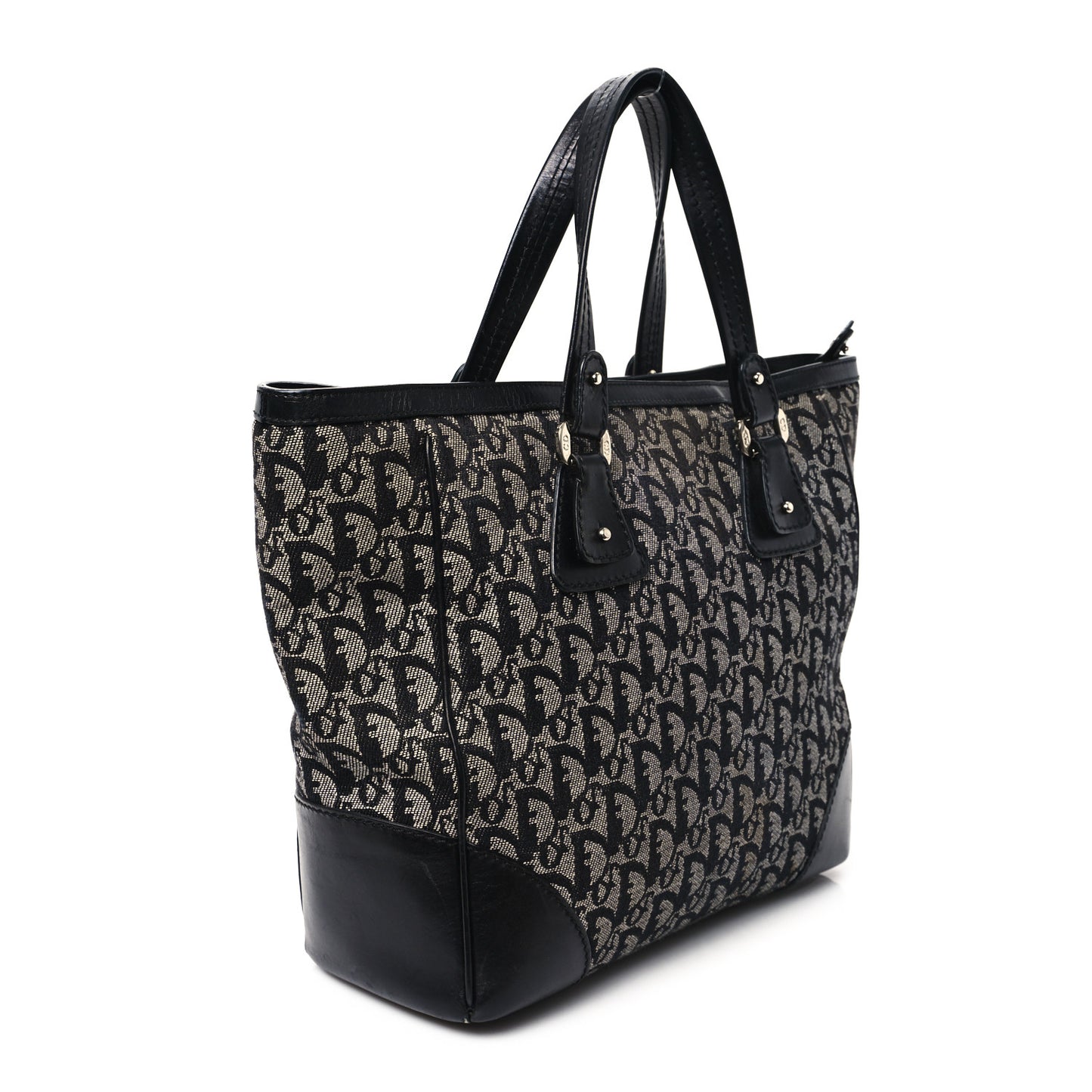 Denim Calfskin Monogram Tote Navy Blue